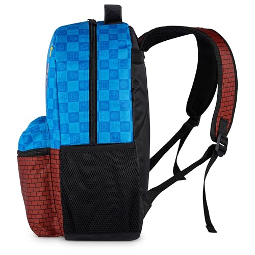 AI ACCESSORY INNOVATIONS Super Mario Brothers Backpack for Boys & Girls, 16 Inch Gaming Bookbag with Molded Toad Dangle, Blue, Featuring Mario, Luigi, Yoshi & Toad - color: Super Mario Bros