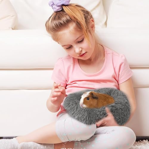 PETKNOWS 2-Pack Winter Guinea Pig Beds Hamster Bed Small Animal Hideout | Thickened Plush and PP Cotton Fabric, Guinea Pig and Hamster Bed, Keeping Warm and Safe, 30cm Size with Inner Cushion - color: Brown, Grey