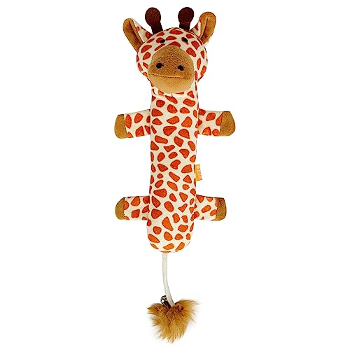TTcat Large 11.42 Inch Giraffe Silvervine Cat Kick Toy, Crinkle Plush Cat Chew Pillow Toy with Bell Tail, Interactive Kitten Teething Stuffed Toy for Biting, Wrestling & Playing.