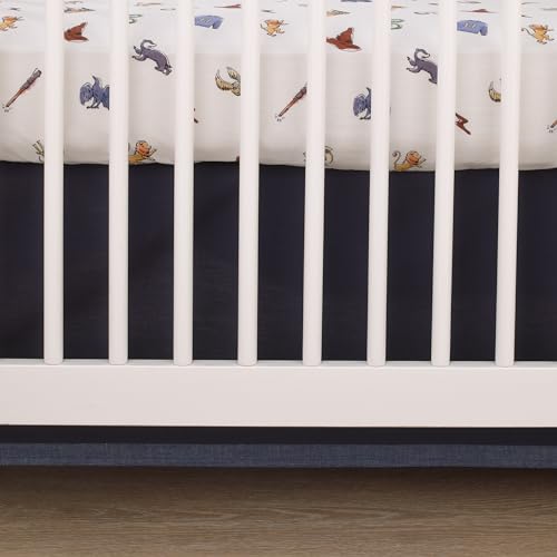 Warner Brothers Harry Potter Welcome Little Wizard Navy, Burgundy, Blue, and White 100% Cotton Fitted Crib Sheet - color: Harry Potter - Welcome Little Wizard
