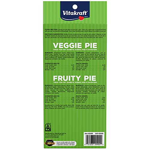 Vitakraft Veggie & Fruity Pie Treat for Pet Rabbits,Guinea Pigs,and Hamsters,2 Pies,Brown,24" x 50",1.27 Ounce,(Pack of 2) - size: 1 Ounce (Pack of 2)