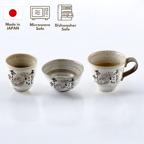 Japanese Rice Bowls, Miso Soup Bowls, Jizo Statue Design, Set of 2, 4.5 inch - color: Jizo Statue