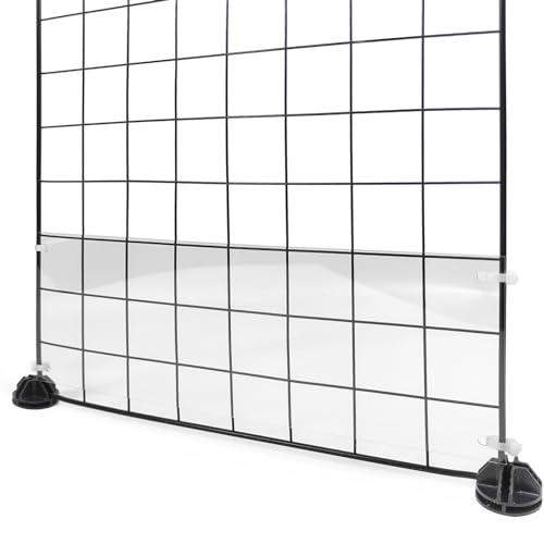 12 Pcs Cage Guard 13.8"x4.7" with Zip Ties Scatter Guard Clear | Cage Liner Flexible Side Lining for Rabbit Guinea Pig C&C Metal Wire Playpen - size: 13.8" x 4.7" (12 PCS, 4 Holes)
