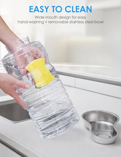 Heouvo 2.5 Gallon Automatic Dog Water Dispenser (9.5L-Black) | Wide Mouth, Easy Clean/ Removable Stainless Steel Bowl/ Gravity Refilling, Large Capacity for Cats and Dogs, Multi-Pet Homes - size: 9.5L