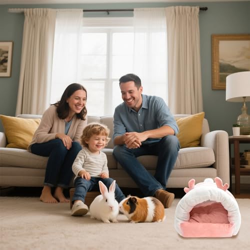 Guinea Pig Hideout, Warm Bed for Guinea Pig,Rabbits, Chinchillas, Guinea Pig Bed, Cozy Small Animal Winter Shelter (Pink, Small) - color: Pink, size: Small