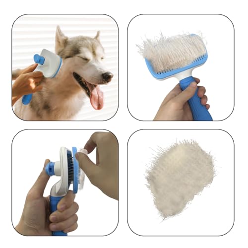 Pet Cleaning Deshedding Brush,Pet Hair Removal Brush for Shedding Massaging Grooming for Small Dogs,Cats,Rabbits(blue) - color: blue