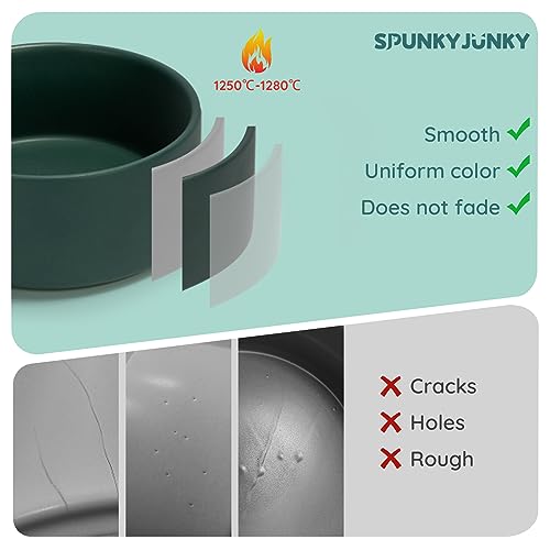 SPUNKYJUNKY 13.5OZ Ceramic Dog and Cat Bowl, Modern Cute Weighted Food Water Bowl for Replacement Green (1 Pack) - color: Green, size: 1.7 CUPS