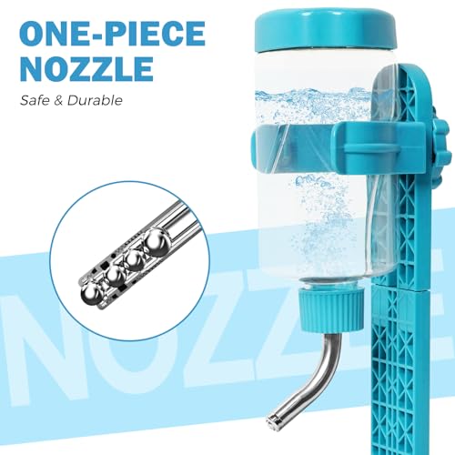 VANNON Pet Standing Water Dispenser Top Fill Dog Water Bottle Dispenser with Stand Leakproof Pet Slow Water Bottle for Small Animals, 13oz, BPA Free, Adjustable Height, Blue - color: Blue