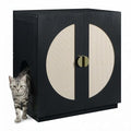 unipaws Tall Cat Litter Box Enclosure for Tall or Top Entry Litter Box | Hidden Litter Box Cover with Shelves, Kitty Enclosed Litter Box Cabinet, Cat Box Furniture - color: Black