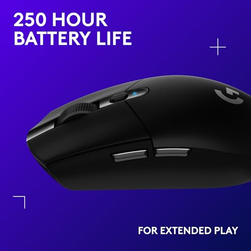 Logitech G305 Lightspeed Wireless Gaming Mouse - Black | Hero Sensor 12, Lightspeed 1ms Wireless, Up to 250h on 1xaa, 6 Programmable Buttons, 99g with Battery - color: Black, style: Classic