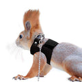 Squirrel Traction Rope with 1.8m Lead Leah, Adjustable Small Animal Walking Harness, Anti-Biting Chain Rope Vest Strap for Hamster Gerbil Rat Mouse Ferret Chinchilla and Small Animals - color: Black