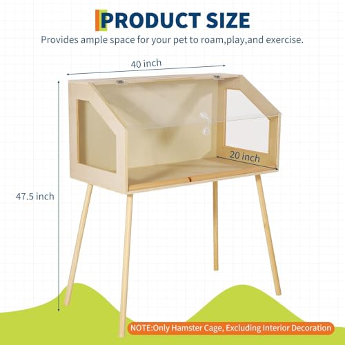 Garvee Hamster Cage with Legs, Large Syrian Hamster Habitats Enclosure with Chew Proof,Acrylic Window & Openable Top,Small Animal Cage for Guinea Pig, Chinchilla, Gerbil-40 l x 20" w x 47.5" h | Large Syrian Hamster Habitats Enclosure ,Small Animal Cage f