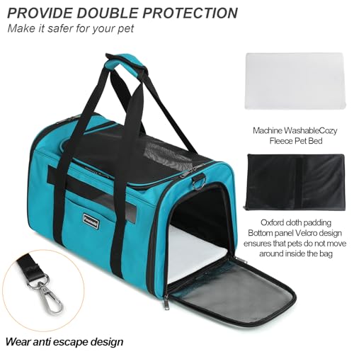 Airline Approved Dog Carrier. Cat Soft-Sided Carriers,Small Dog Travel Carriers,Small Animal Rabbit Carrying Case,TSA Airline Approved Pet Carrier（Blue） - color: Blue