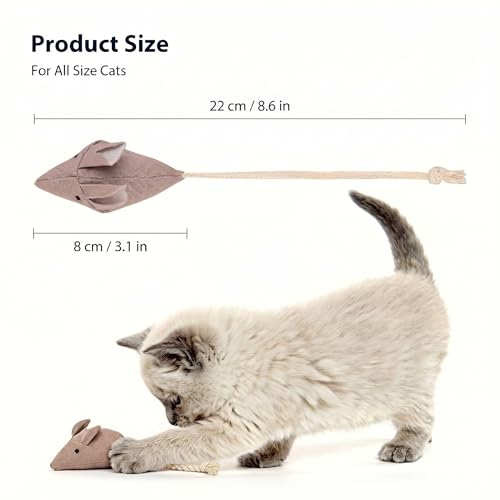 Catnip Mice Cat Toys, 6 Pcs Interactive Fabric Mouse Toys for Indoor Cats | Handcrafted,Durable Soft,Catnip & Silvervine Blend,Interactive Play,Encourages Chasing, Chewing,Kitty Exercise and Fetch Toy - size: Small