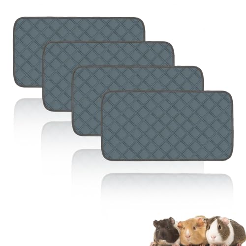 4 Pack Guinea Pig Cage Liners Washable Guinea Pig Bedding Reusable Waterproof Super Absorbent Guinea Pig Pee Pads Anti Slip Mat for Small Animals Rabbit Hamster Rat -28 x 14 Inch - color: Dark Grey, size: 28" x 14" (4 Pack)