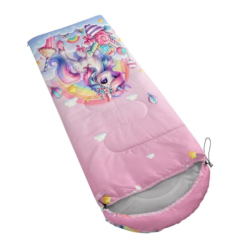 HOSIMA Dear Hunting Pattern Cold Weather Sleeping Bags for Kids Adults. | Black Light Weight Waterproof Sleeping Bags for Outdoors Hiking - color: Pink-a