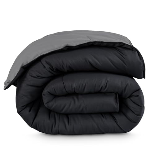 Bare Home Twin/Twin Extra Long Comforter - Reversible Colors - Goose Down Alternative - Ultra-Soft - Premium 1800 Series - All Season Warmth - Bedding Comforter (Twin/Twin XL, Black/Grey) - color: 07 - Black/Grey, size: Twin/Twin XL