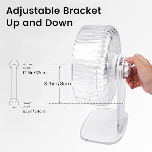 8 inch Silent Hamster Wheel with Adjustable Stand, Clear | Double-Bearing Design, Adjustable Stand, Smooth-Rotating Exercise Wheel for Hamsters, Mice and Other Small Pets - color: Clear With Stand, size: 8in