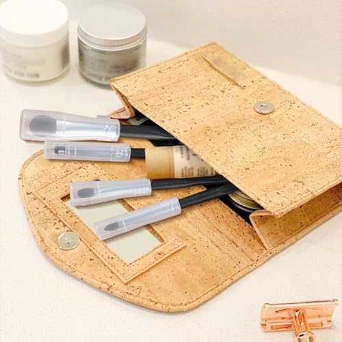 ENERGY Eye Makeup Brush Set 4PCS Professional Eyeshadow Blending Brushes Kit for Eyes Liquid Cream Powder Makeup Up Soft Fluffy Natural Goat Hair for Shader,Smudge,Crease Applicator with Travel Cover - style: Essential Black-4pcs