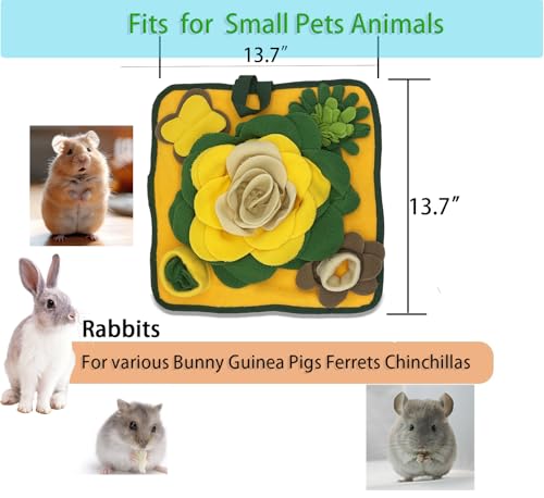 Rabbit Foraging Mat，Bunny Snuffle Mat for Hamsters Puzzle Toys Ferrets Interactive Feeding Mat for Guinea Pigs Hedgehog Chinchillas Small Animals Stress Relief (Yellow Green) - color: Yellow Green