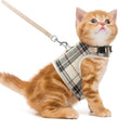 PUPTECK Soft Mesh Cat Vest Harness and Leash Set Puppy Padded Pet Harnesses Escape Proof for Cats Small Dogs Rabbits Bunny, Plaid Beige, M - color: Beige(Plaid), size: M(NECK 7", CHEST 10.5", 4-6 lbs)