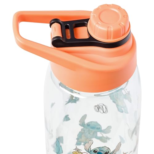 Silver Buffalo Disney Lilo and Stitch Hawaiian Shirt, Water Bottle, 28oz | Lei and Coconut Drink, Tropical Vibes Pattern, Includes Screw-On Lid, 0.83 Liters - color: Lilo and Stitch in Hawaiian Shirt Pattern, size: 28 Ounces