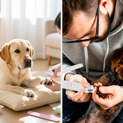 2 in 1 Pet Nail Clippers and Grinder with 2 Led Lights for Dogs Cats Birds Hamster Nail Claw Trimmer Rechargeable Low Noise Dog Nail Clippers and Grinder Quick Sensor