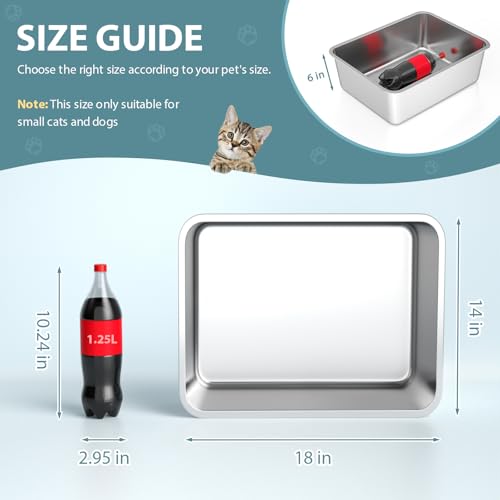 WENBOKMIN Stainless Steel Litter Box - Cat Litter Box Easy to Clean, Never Absorbs Odor, Stains, or Rusts - Silver (17.7" L x 13.5" W x 6" H) - size: 17.7" L x 13.5" W x 6" H