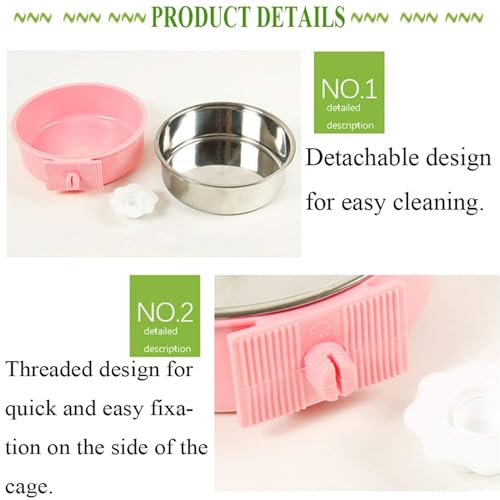 kathson Crate Dog Bowl, Removable Stainless Steel Hanging Pet Cage Bowl Food & Water Feeder Coop Cup for Cat, Puppy, Birds, Rats, Guinea Pigs (4 PCS, Size: L, 2×Blue,1×Pink,1×Green) - color: Size: L (2×Blue, 1×Pink, 1×Green), size: 4 PCS