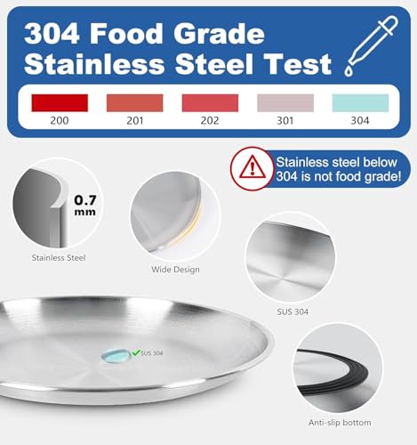 Supet Cat Plates for Wet Food, Non Slip Whisker Friendly Food Bowls, Stainless Steel Shallow Wide Dishes for Indoor Cats (13Oz, 10Pcs) - size: 10Pcs