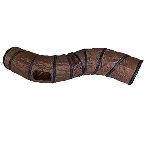 iCAGY Cat Tunnel Toys for Indoor Cats Kittens Rabbits, Pet Toy Play Tunnels | Interactive Crinkle Pop Up Tunnel Toys, Relieve Cat Boredom, Brown 47" Shape S - color: Brown