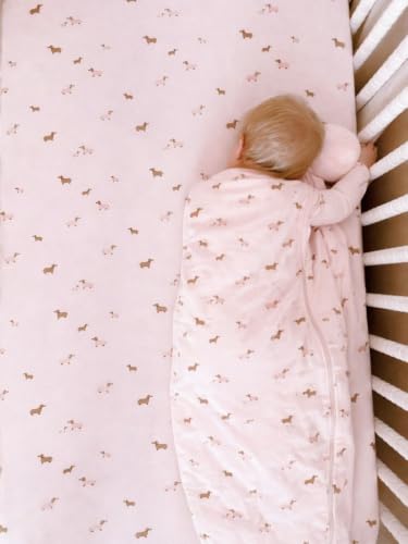 GUNAMUNA günamüna Unisex Baby, Toddler Wearable Blanket, Sleeping Bag Bamboo Rayon, Sleep Sack with Diaper Zipper, 1.0 TOG - color: Girl Dog, size: 24-36M