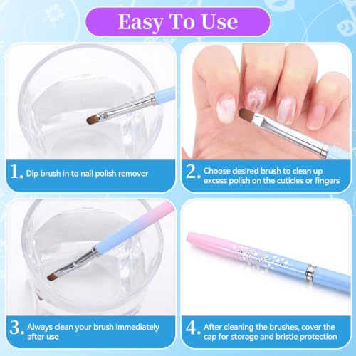 6Pcs Nail Art Clean Up Brushes Nail Brushes Cleaning Polish Mistakes | Acetone Resistant Nail Brush, Fingernail Cleaning Brushes for Nail Art and Designs - color: A-Blue 6Pcs