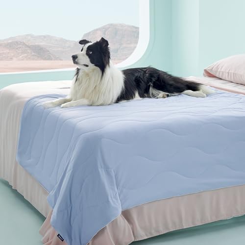 Bedsure ArcticMax™ Q-MAX>0.5 Premium Cooling Blanket for XL Dog，50x60” | Breathable Summer Washable Throw, Dog Blanket Cooling Mat Pad, Soft Durable Cold Self Cooling Pet Mat for Hot Weather，Blue - color: Powder Blue, size: XL(50x60")