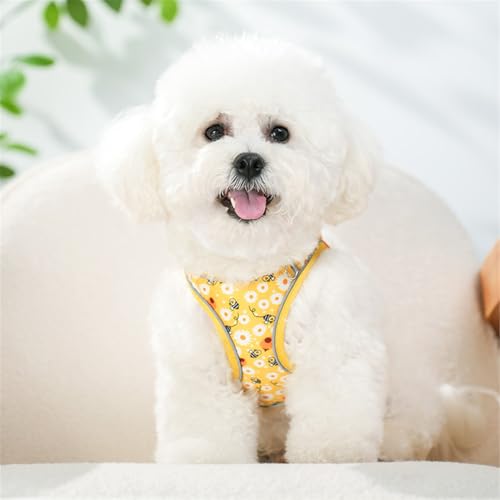 Step in Dog Harness No Pull Honeybee Adjustable Soft Mesh Harness | Padded Reflective Pet Vest Harness and Leash Set for Small Medium Dogs - color: Yellow, size: S(neck:10.5"-12",chest:13.5"-16")