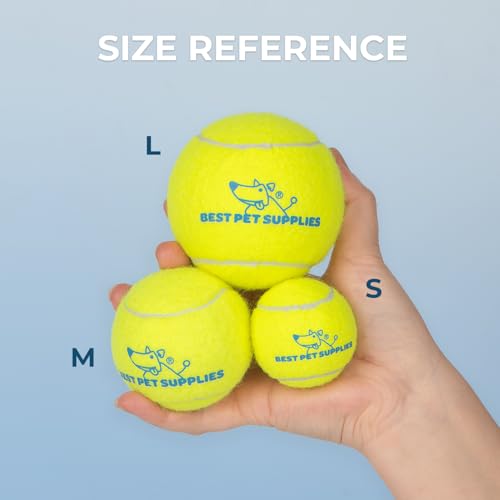 Best Pet Supplies Interactive Squeaky Dog Chew Toy, Ideal Dog Toys for Chewers, Small, Medium & Large Dogs, and Fetch Lovers - Tennis (Yellow), Large (Pack of 4) - color: Tennis (Yellow), size: Large