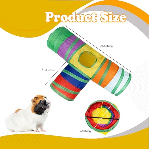 PetnBeyond Guinea Pig Tunnels, Collapsible 3 Way Play Tunnel and Tubes with Interactive Ball Toys, Small Animal Hideout, Hideaway for Guinea Pig, Chinchilla, Ferret, Rat, Hamster, Hedgehog, Bunny