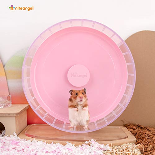 Niteangel Super-Silent Hamster Exercise Wheels: Quiet 11 inch Running Wheel | Can 11.6-15.4" Adjustable Height - No Bend Back Spinner Running for Dwarf Syrian Hamster Gerbils Mice Or Other Small Animal - color: Pink, size: Large