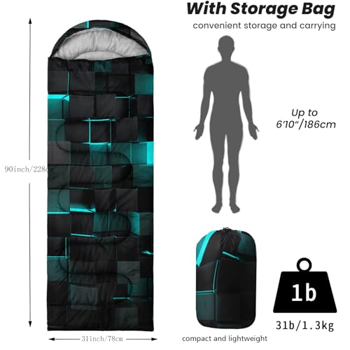 Sleeping Bags for Adults and Kids Backpacking Camping Sleeping Bags for Girls and Boys Lightweight Waterproof Cold/Warm Sleeping Bag for All Season - color: blue