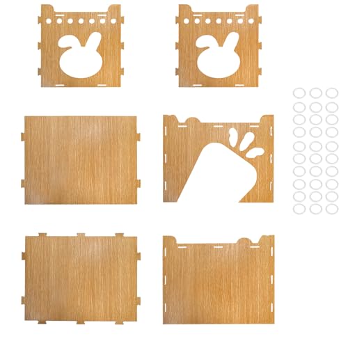 Yesland Rabbit Hideout Castle, Large Wooden Bunny Houses and Hideouts with Pet Pad, Detachable Small Animal Play Hideaway Hut and Playhouse for Indoor Bunnies Guinea Pig Hamster Chinchilla Gerbi