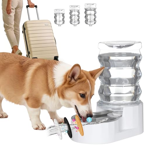 RIZZARI 6.5L Stainless Steel Dog Water Dispenser:Anti Spill for Medium Dogs | Stainless Steel Bowl / No Electricity / Gravity Auto Refill / Stable Base / Easy Cleaning / Home Use - color: White, size: 6.5L