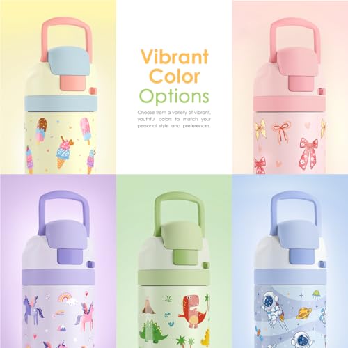 Dinosaur Kids Insulated Stainless Steel Water Bottle 16 Oz, Travel Tumbler for School, Sports for Boys, Girls, Birthday, Back To School - color: Dinosaur