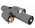 Ownpets Cactus Cat Tunnel 10" with Peek Holes for Indoor Large Cat, Grey | Durable Oxford fabric, noise-free, foldable & connectable, multi-cat friendly, tube for cats up to 20lb, includes ball & wand - size: 10 Inches in Diameter