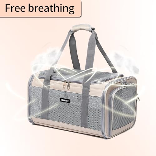 Airline Approved Pet Carrier for Cats and Small Dogs, Breathable and Collapsible Design, Portable Travel Bag for Bearded Dragon, Puppies Animal Hangbag, Rabbit Cage Cage (Khaki, Small) - color: khaki