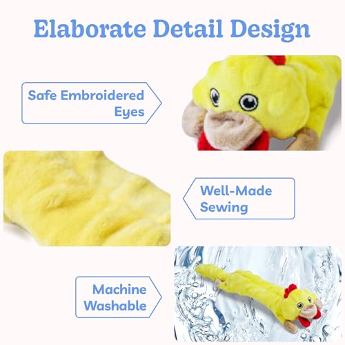 SHARLOVY Dog Squeaky Toys Pack, Bubble Plush Puppy Teething Pet Toys, Crinkle No Stuffing Animals Dog Toy, Doggies Chew for Large Small Medium Breeds - color: Bubble Plush-Chicken, size: Large