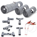 Cat Tunnel, 3 Straight Shaped Tunnels 6 DIY Shapes with Wand Toys, No Noise Scratch Resistant Cool Linen Fabric, Interactive Pet Tunnel Tube for Indoor Cats, Puppy and Rabbits - color: Grey