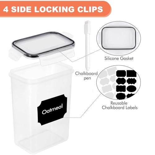 24pcs Airtight Containers, Clear Stackable Dry Food Storage | clear airtight containers with tight lids keep dry food fresh. Safe plastic, stackable for pantry kitchen storage - size: 24 pcs(42L)