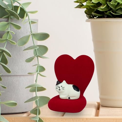 Mevodeata Cute Mini Cat Figurine with Small Sofa Resin Cat Figure for Office Home Decor - Cute Cat Gift for Cat Lovers (Love Shaped Sofa) - color: Little Cat-love