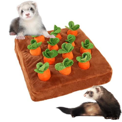 Ferret Foraging Toys Novelty Carrot Snuffle Mat Interactive Pet Treat Enrichment Toys for Small Animals Bunny Rabbit Chinchilla Guinea Pig Hamster (12Carrot) - color: 12Carrot