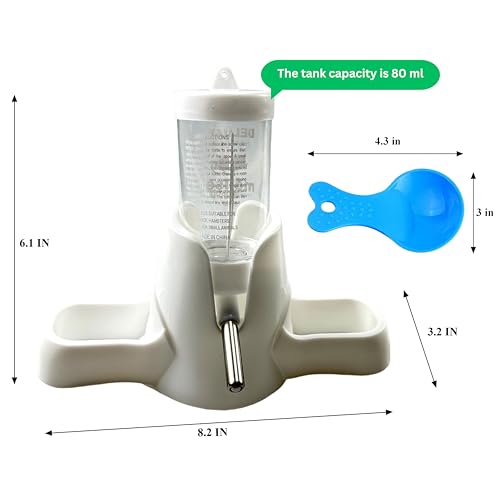 Hamster Water and Food Dispenser Set, Stand Water Bottle Holder Food the Bowl for Dwarf Hamsters Small Guinea Pigs Gerbil Hedgehog Small Animals Hamster Cage Accessories, Mini Pets Stuff (Blue, 80 ml)